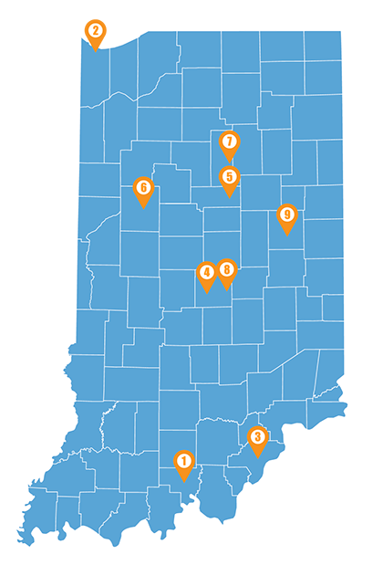 Map of Indiana Locations